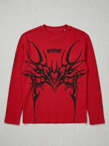 Red Graphic Boxy fit Waffle Fabric Tee!!