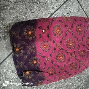 Embroidered Purple & Pink Saree buy 1 get