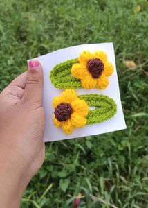 Crochet Flower Hair Clips