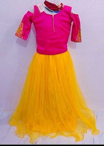Pink &amp; Yellow Lehenga Choli Set