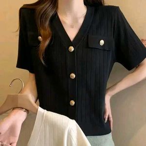 SHEIN BRANDED Chic Black Button-Up Top and shirt