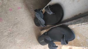 Sparkling Black Flat Sandals