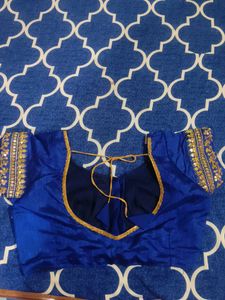 Elegant Floral &amp; Embellished Blue Saree