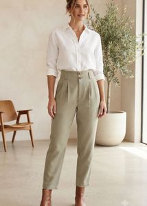 High-Waisted Pleated Trousers(Length-27/half)