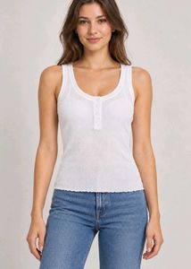 Ribbed Button-Up Tank Top