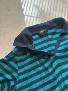 MAX Striped Polo Neck Top