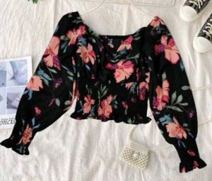 Floral Print Smocked Blouse