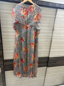 Floral Print Twist Front Midi Dress