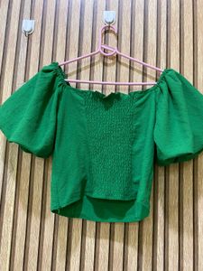 Emerald Green Puff Sleeve Top