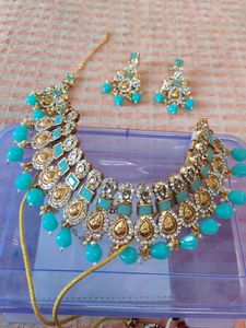 Blue Stone Choker Necklace Set