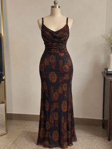 Floral Print Spaghetti maci  Strap Dress