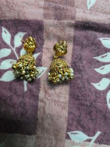 Traditional Gold Tone Jhumka Earrings
