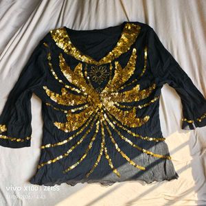 181212. Sequin Embellished Party Top