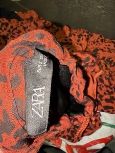 Zara Red Leopard Print Tassel Top