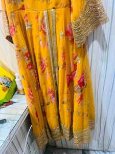 Elegant Yellow Floral full length dress