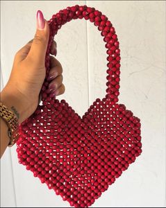 Red Heart Hand Beaded Handbag