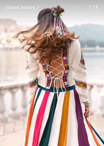Vibrant Striped Lehenga Choli Set