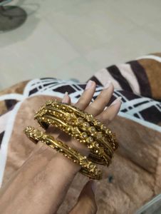 Elegant Gold-toned Bangle Set