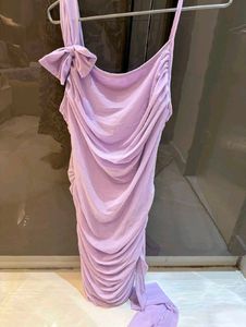 Lavender Ruched One-Shoulder Dress