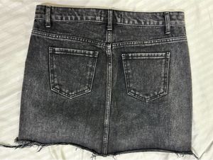 2nd Earth Charcoal Wash Denim Mini Skirt