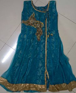 Teal Kurta Set with Golden Embellishment