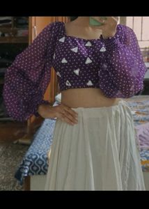 Chic Purple Polka Dot Blouse (designer boutique)