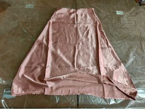 Elegant Pink Satin midi Skirt