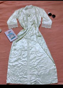 (Wink) Emerald Satin Nighty with Robe