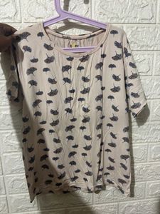 Cute Ginkgo Leaf Print T-Shirt