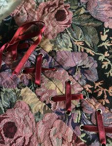 Floral Corset Top with Ribbon Ties
