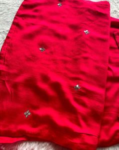 Red Embellished Kurta Set