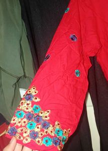 Red Embroidered Kurta and palazzo