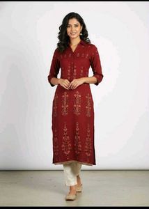 Maroon Kurta with Gold Print