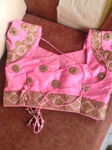 Pink &amp; Gold Embroidered Lehenga Choli