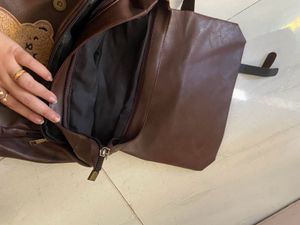 Pure Leather Imported Brown Backpack