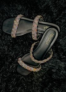 Truffle Collection Embellished Block Heel