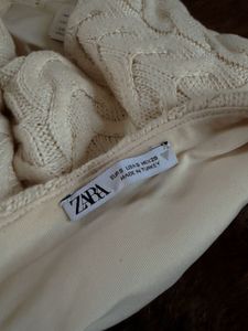 ZARA Cream Cable Knit Cropped Top