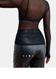 Black Mesh Long Sleeve Top