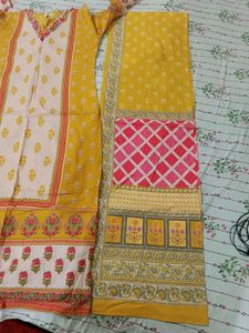 yellow Printed Kurta Set with Dupatta