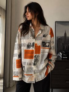 Unique Newspaper Print Button-Up Shirt