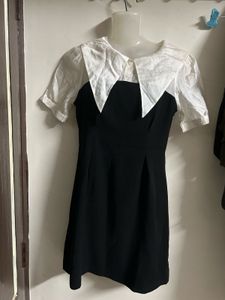 Chic Black & White Collared Dress