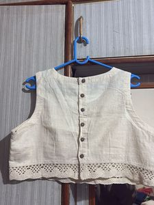 Mirror badla Sleeveless Crop Top