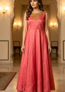 Elegant Coral Ethnic Gown