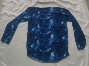 Men's Blue Tie-Dye Long Sleeve T-Shirt