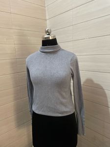 ZARA Gray Turtleneck Long Sleeve Top