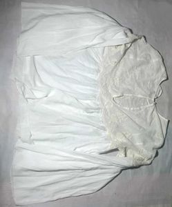 Women's White Embroidered Boho Top with Light Blue