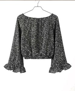Chic Floral Print Bell Sleeve Crop Top