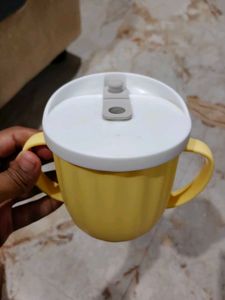 Yellow Sippy Cup with Lid and straw