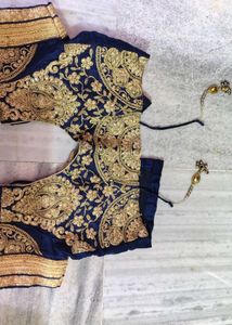 Beautiful Blue Embroidered Saree, LEHENGA SAREE