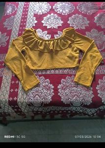 Chic Yellow Ruffled Long Sleeve Top